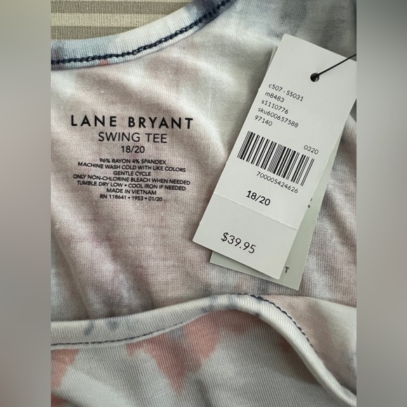 NWT LANE BRYANT Blue & Pink Tie Dye Cold Shoulder Blouse With Tie Back 18/20 2x - Picture 6 of 6